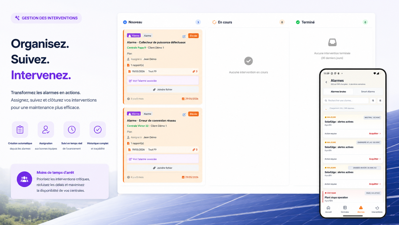 Gestion des interventions — PVReactive