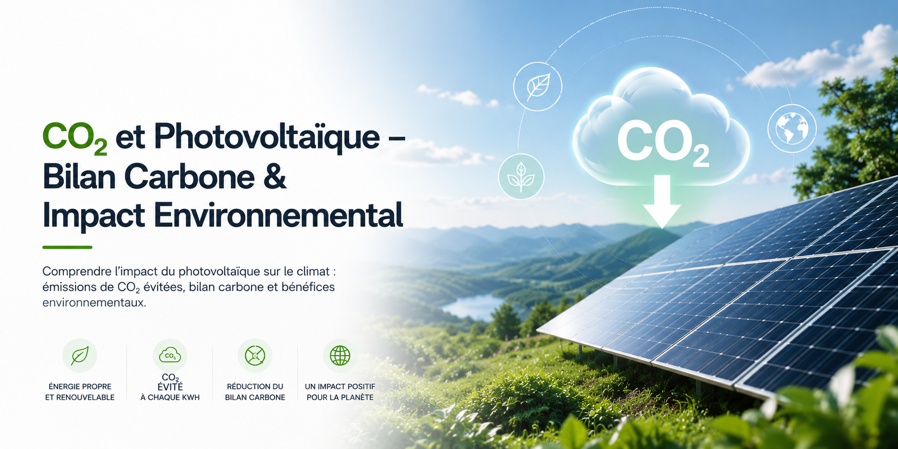 Illustration CO2 et Photovoltaïque - Bilan Carbone & Impact Environnemental