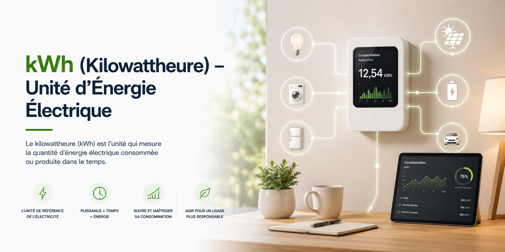 Illustration kWh (Kilowattheure) - Unité d'Énergie Électrique